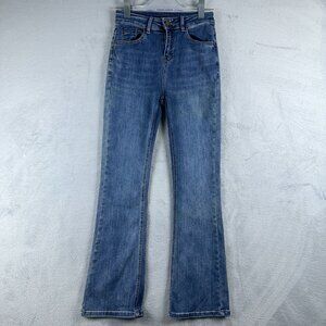 Denim By Jihoo Flare Jeans Simple Classic Medium Wash Womens Blue Size 27